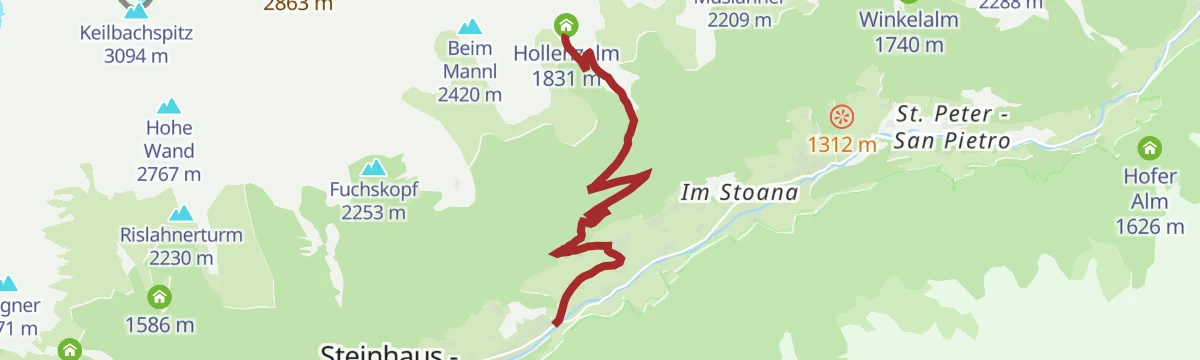 Route map: Mountainbiketour to the Hollenzalm hut
